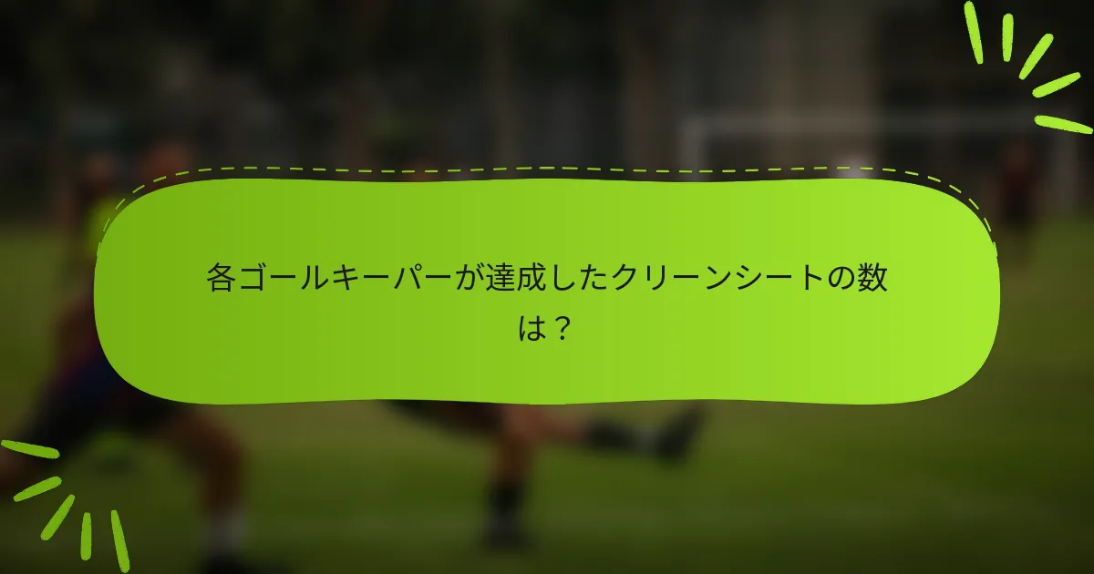 各ゴールキーパーが達成したクリーンシートの数は？